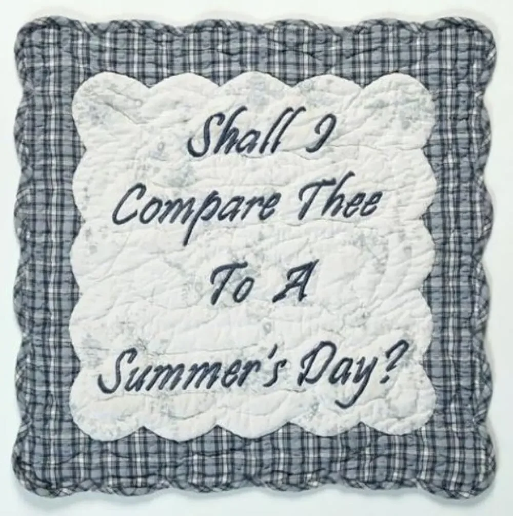 VHC Summer Day Quilted Mat Wall Hanging Shakespeare Blue Plaid Cotton 18